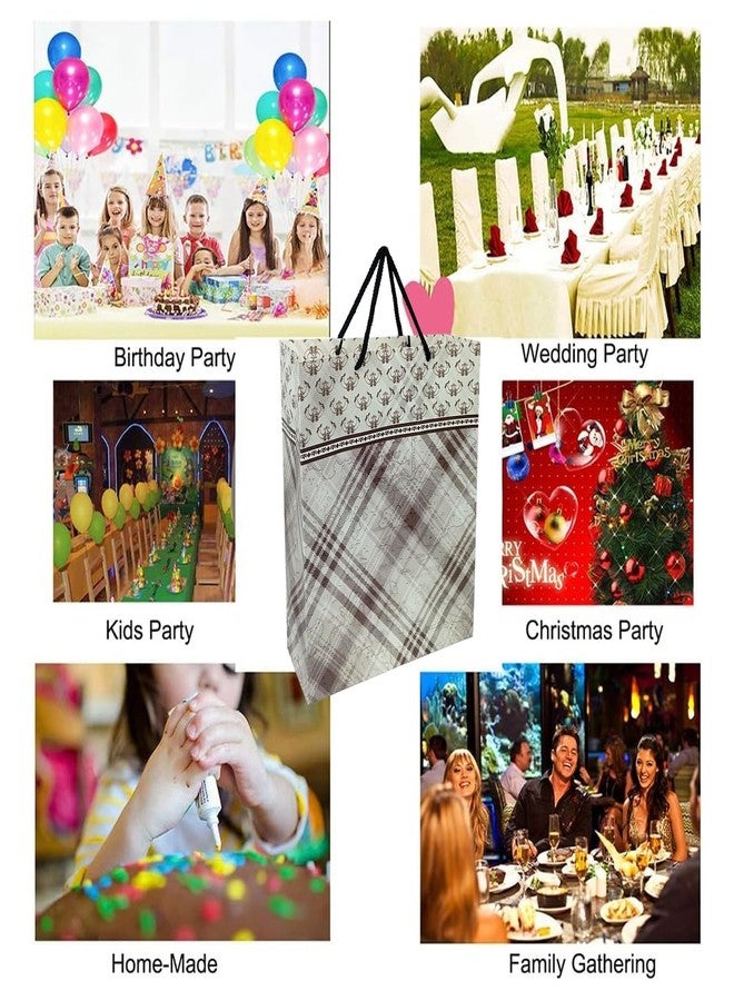 Aakriti Designer Paper Gift Bags Pack of 25 | 8.5 x 7.9 x 3 Inch | Elegant Beige & Brown Pattern | Reusable Bags with Handles for Weddings, Parties, Return Gifts & Boutique Packaging - Image 4